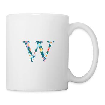 Monogramme W motif floral personnalisable - Mug blanc - blanc - Droite