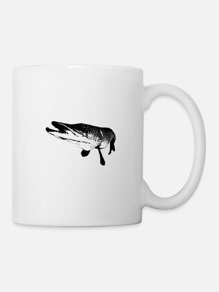 brochet - imprimé noir - Mug blanc - blanc
