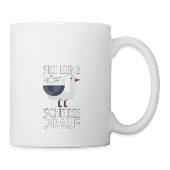 Möwe Scheiß drauf Meer Ostsee Nordsee - Tasse - Weiß - Rechts