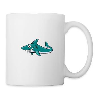 freaky grinning shark water predator gift - Mug - white - Right
