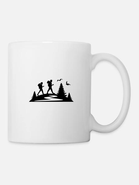 WANDERN Wanderer Bäume - Tasse - Weiß