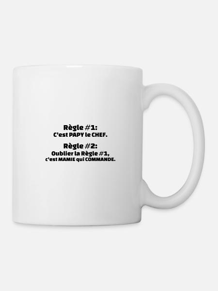 règle 1 c'est papy le chef règle 2 oublier règle 1 - Mug blanc - blanc