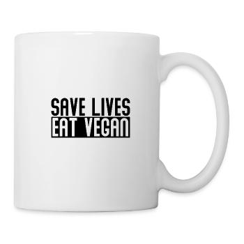 Sauver des vies manger végétalien - Mug blanc - blanc - Droite