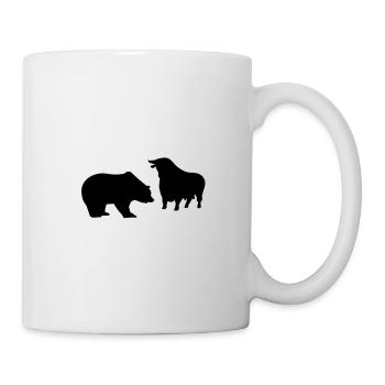 Bull and Bear T Shirt for Investors & Stock Market Experts - Mug - white - Right