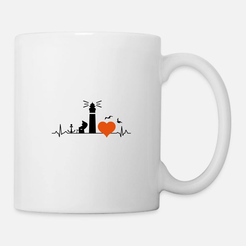 LEUCHTTURM Strandkorb Meer Küste Herz Liebe - Tasse - Weiß