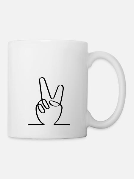 Symbole de paix et de paix. V doigts pour la liberté. - Mug blanc - blanc