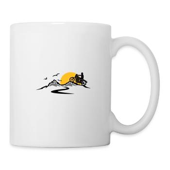 Chopper Motorrad retro Vintage Berge Sonne - Tasse - Weiß - Rechts