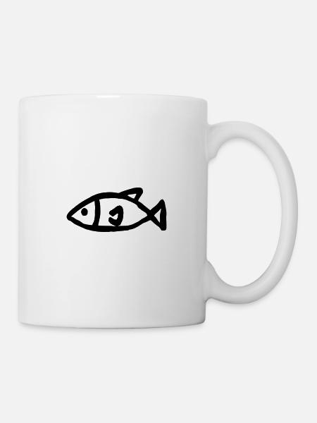 Fisch Skizze Zeichnung - Tasse - Weiß