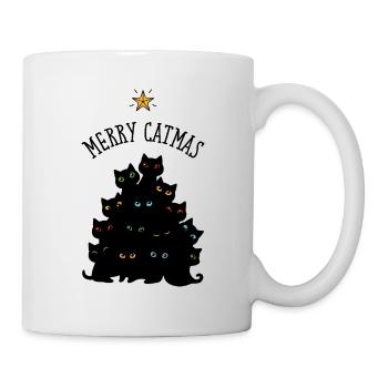 Merry Catmas, Cat Merry Christmas Tree - Tasse - Weiß - Rechts