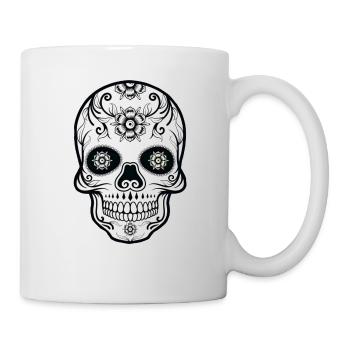 crâne avec des fleurs - Mug blanc - blanc - Droite