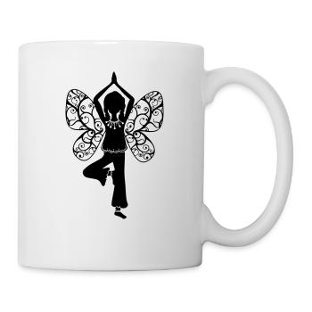 Yoga girl, butterfly wings, fairy, asana, teacher - Mug blanc - blanc - Droite