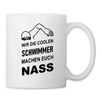 Die coolen Schwimmer machen euch nass - Tasse - Weiß - Rechts