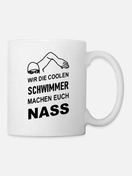 Die coolen Schwimmer machen euch nass - Tasse - Weiß
