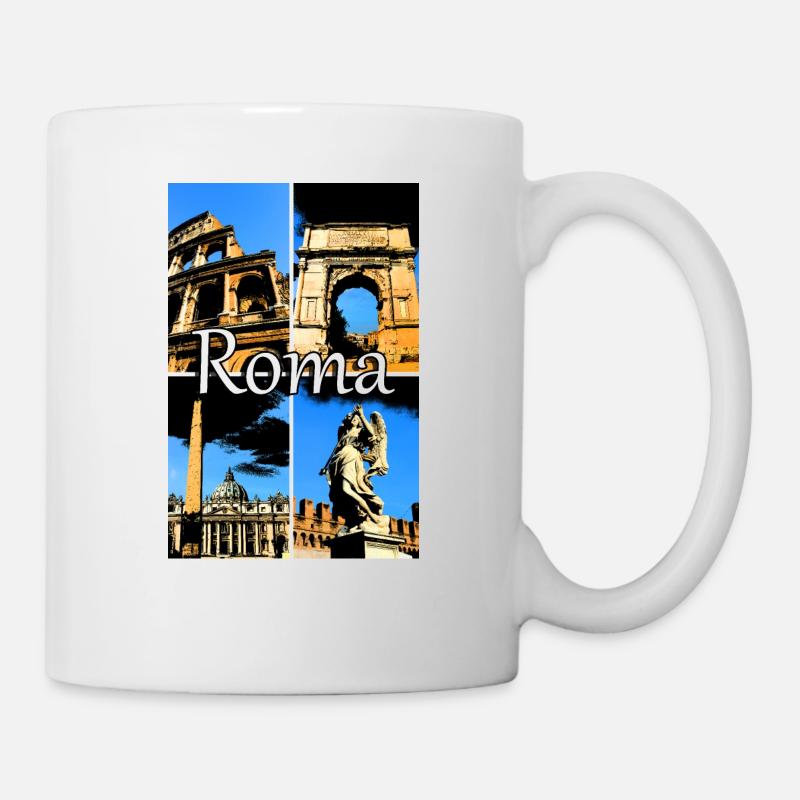 Roma collage comic sign lettering - Mug - white