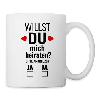 Heiratsantrag Idee lustig heiraten Heirat Hochzeit - Tasse - Weiß - Rechts