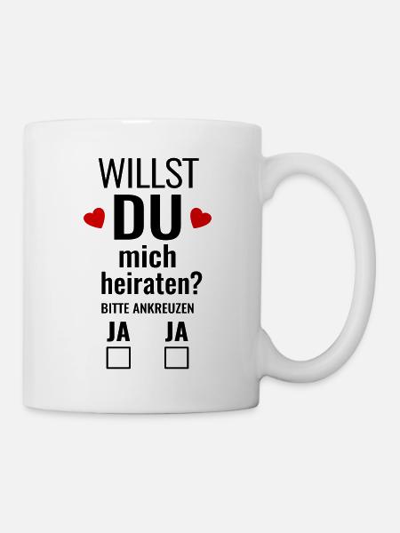 Heiratsantrag Idee lustig heiraten Heirat Hochzeit - Tasse - Weiß