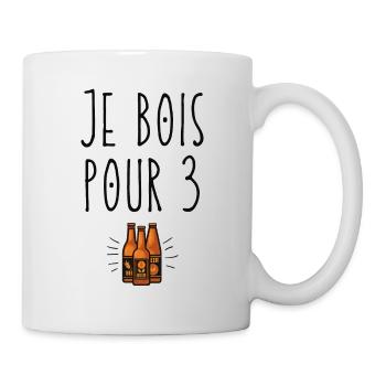 Je bois pour 3 - Mug blanc - blanc - Droite
