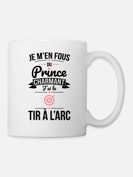 M'en fous du prince charmant - J'ai le tir à l'arc - Mug blanc - blanc