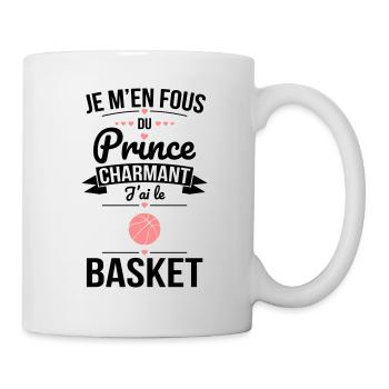 Je m'en fous du prince charmant - J'ai le basket - Mug blanc - blanc - Droite