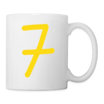 7 Nummer sieben gelbe Zahl Geburtstag - Tasse - Weiß - Rechts