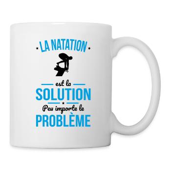 Natation est la solution peu importe le problème - Mug blanc - blanc - Droite