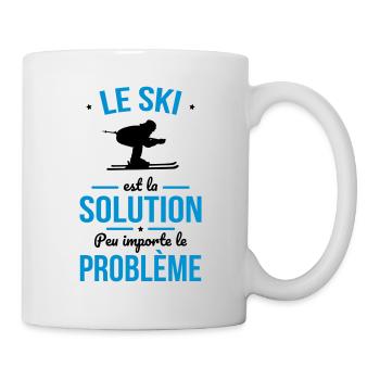 Le ski est la solution peu importe le problème - Mug blanc - blanc - Droite