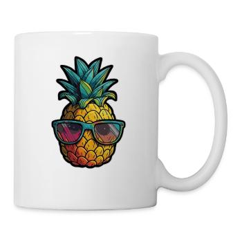 Lustiges Ananas Obst - Tasse - Weiß - Rechts