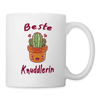 Kaktus Kakteen Humor Beste Knuddlerin Geschenkidee - Tasse - Weiß - Rechts