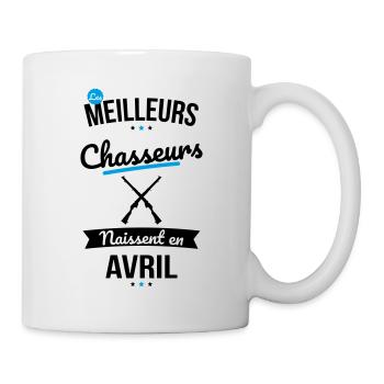Les meilleurs chasseurs naissent en Avril - Mug blanc - blanc - Droite