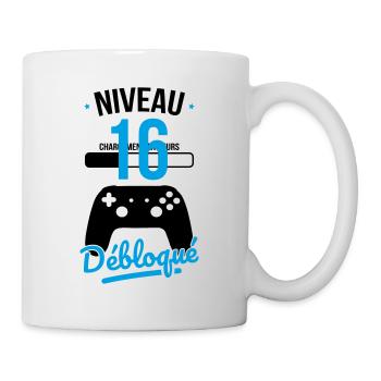 Anniversaire 16 ans - Niveau 16 débloqué - Gamer - Mug blanc - blanc - Droite