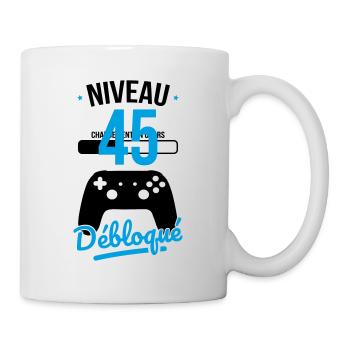 Anniversaire 45 ans - Niveau 45 débloqué - Gamer - Mug blanc - blanc - Droite