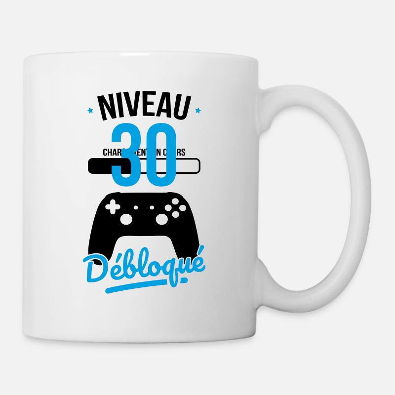 Anniversaire 30 ans - Niveau 30 débloqué - Gamer - Mug blanc - blanc
