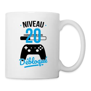 Anniversaire 20 ans - Niveau 20 débloqué - Gamer - Mug blanc - blanc - Droite