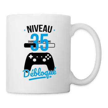 Anniversaire 35 ans - Niveau 35 débloqué - Gamer - Mug blanc - blanc - Droite