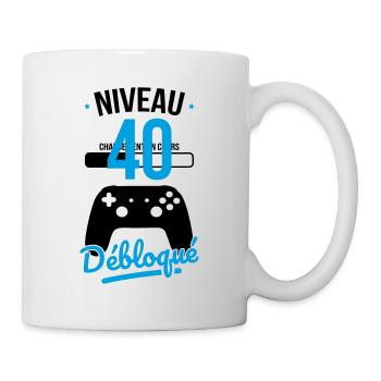 Anniversaire 40 ans - Niveau 40 débloqué - Gamer - Mug blanc - blanc - Droite
