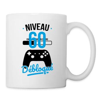Anniversaire 60 ans - Niveau 60 débloqué - Gamer - Mug blanc - blanc - Droite