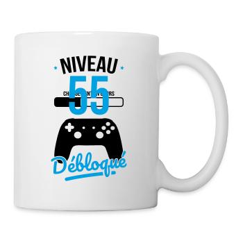 Anniversaire 55 ans - Niveau 55 débloqué - Gamer - Mug blanc - blanc - Droite