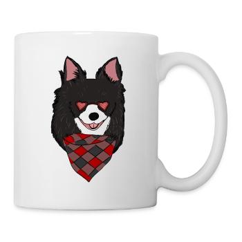 Chihuahua Hund Schwarz Weiß Langhaar Sonnenbrille - Tasse - Weiß - Rechts