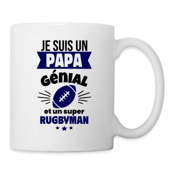 Papa génial & rugbyman – idée fête des pères - Mug blanc - blanc - Droite