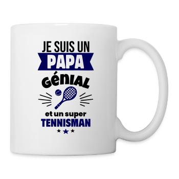 Papa génial & tennisman – idée fête des pères - Mug blanc - blanc - Droite