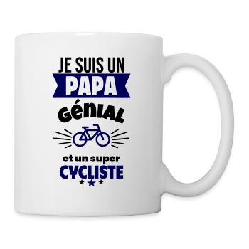 Papa génial & cycliste – idée fête des pères - Mug blanc - blanc - Droite