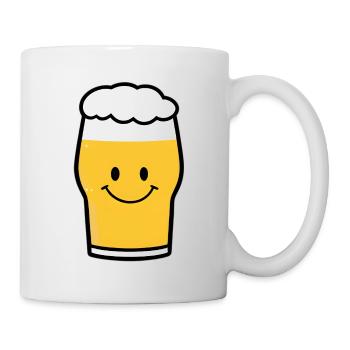 Fröhliches Bierglas Cartoon - Tasse - Weiß - Rechts