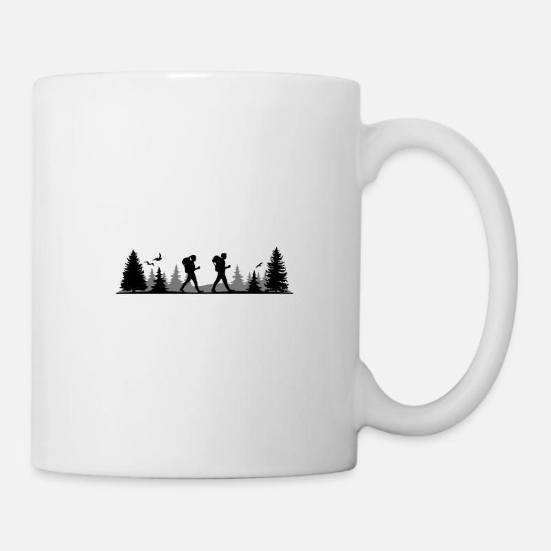 WANDERN Wanderer Trees Forest Mountains - Mug - white