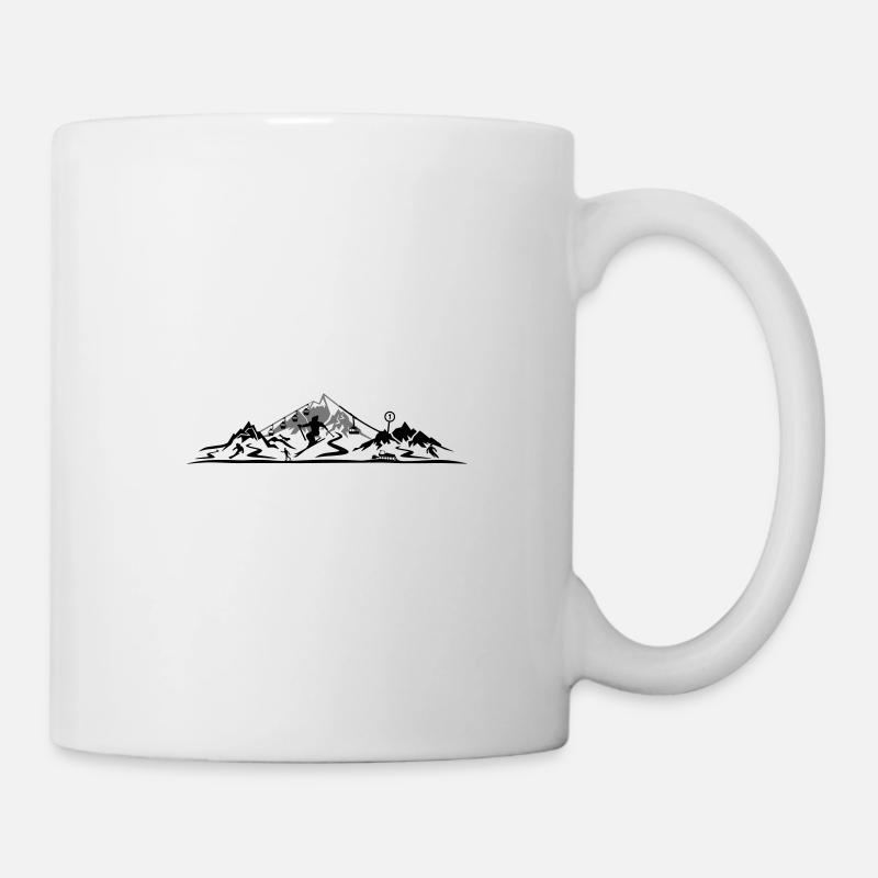 SKI MOUNTAINS GONDOLA skyline silhouette - Mug - white