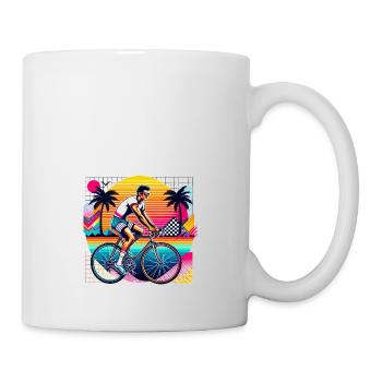 retro road bike rider 80s vintage - Mug - white - Right