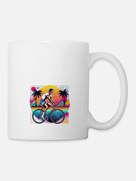 retro road bike rider 80s vintage - Mug - white
