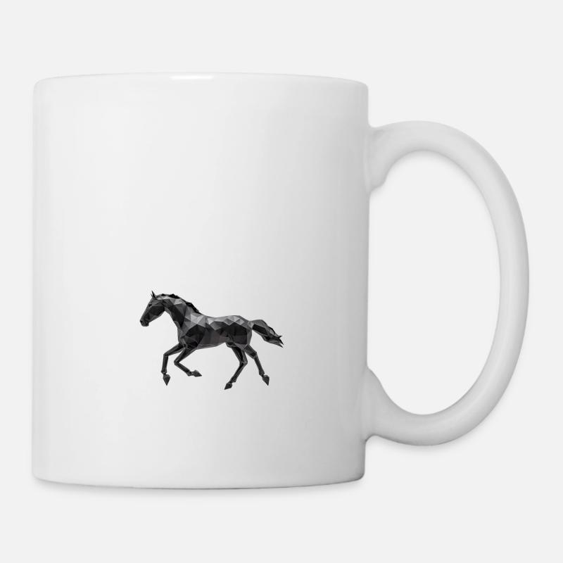 Schwarzes Pferd Low Poly Logo Art Design Rappe - Tasse - Weiß