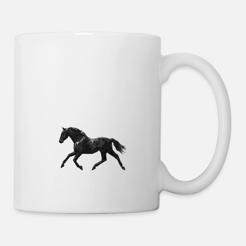 Schwarzes Pferd Low Poly Logo Art Design Rappe - Tasse - Weiß