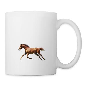 Braunes Pferd Low Poly Logo Art Design Fuchs - Tasse - Weiß - Rechts