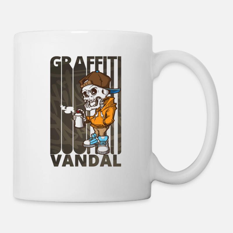 Coole lustige Graffiti-Vandale. Graffiti-Kunst. Skelett - Tasse - Weiß